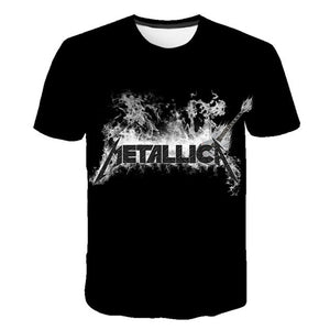 Summer 2020 new men's music T-shirt 3D printed round neck short sleeve T-shirt guitar handsome stylish metal cool top S-6XL