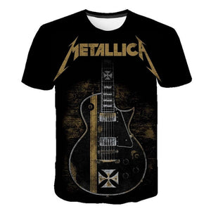 Summer 2020 new men's music T-shirt 3D printed round neck short sleeve T-shirt guitar handsome stylish metal cool top S-6XL