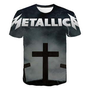 Summer 2020 new men's music T-shirt 3D printed round neck short sleeve T-shirt guitar handsome stylish metal cool top S-6XL