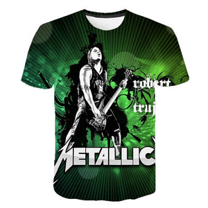 Summer 2020 new men's music T-shirt 3D printed round neck short sleeve T-shirt guitar handsome stylish metal cool top S-6XL