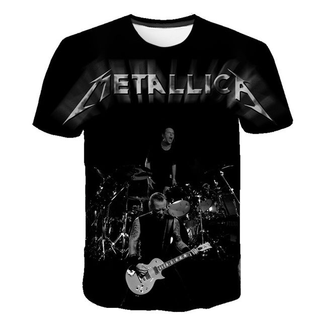 Summer 2020 new men's music T-shirt 3D printed round neck short sleeve T-shirt guitar handsome stylish metal cool top S-6XL