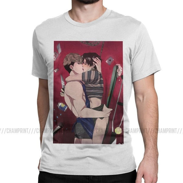 Killing Stalking T Shirts Men's Novelty T-Shirt Sangwoo Yoonbum Bum Korean Yaoi Manga Tee Shirt Short Sleeve Clothes Adult